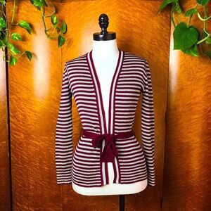 70’s 70s VINTAGE MACY’S Silver Burgundy Cardigan M